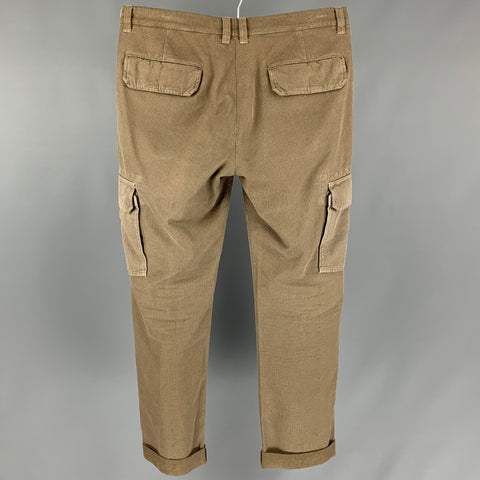 BRUNELLO CUCINELLI Size 30 Brown Houndstooth Cotton Cargo Casual Pants