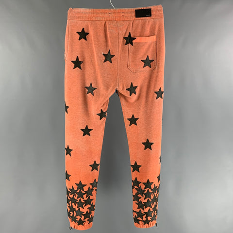 AMIRI Size L Orange Black Applique Stars  Cotton Sweatpants - Casual Pants