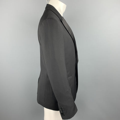 GUCCI Size 38 Regular Black Solid Wool Peak Lapel Sport Coat
