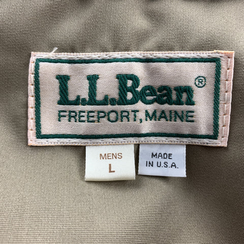 L.L.BEAN Size L Khaki Solid Polyester / Cotton Zip Up Utility Vest
