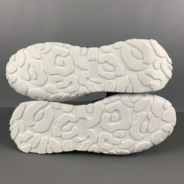 ALEXANDER MCQUEEN Size 11 White Gold Leather Platform Sneakers