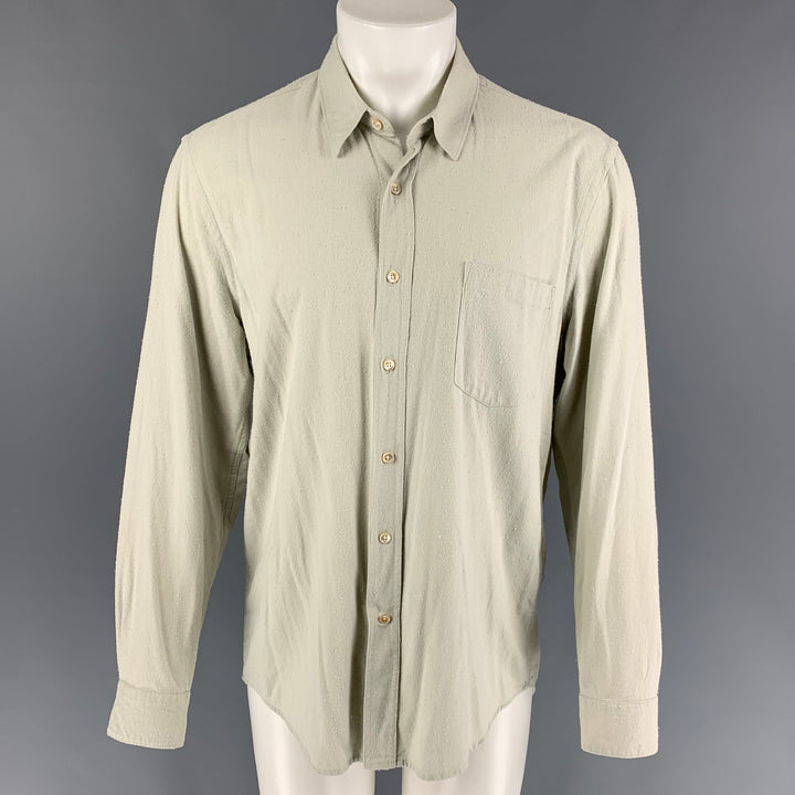 OUR LEGACY Size M Pistachio Textured Silk Button Up Long Sleeve Shirt