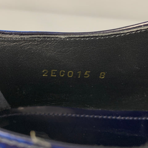 PRADA Size 9 Blue Perforated Leather Wingtip Platform Lace Up Shoes