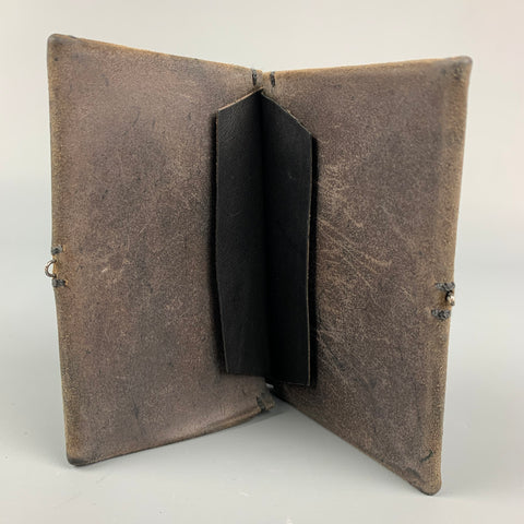M.A+ Brown & Black Distressed Leather Origami Wallet