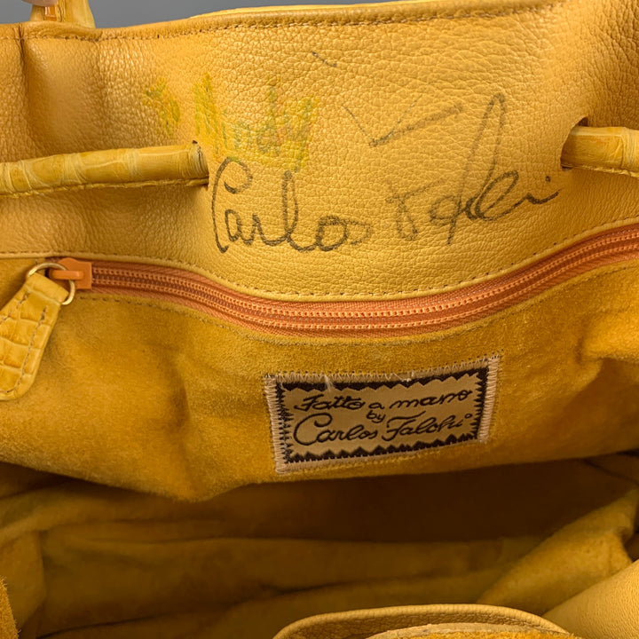 CARLOS FALCHI Yellow Alligator Leather Satchel Handbag