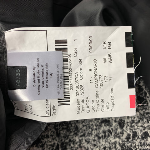 CALVIN KLEIN COLLECTION Size 38 Black & White Tweed Notch Lapel Sport Coat