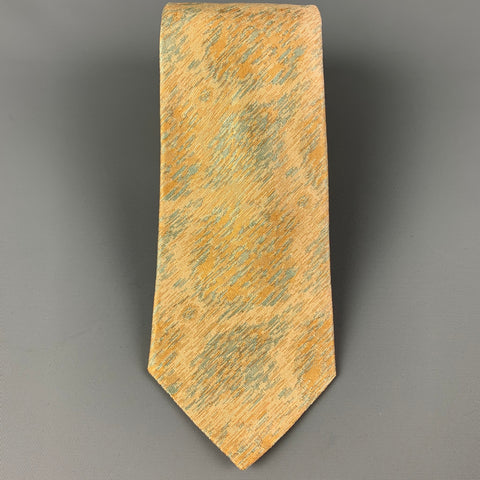 ROMEO GIGLI Yellow Light Blue Marbled Silk Tie