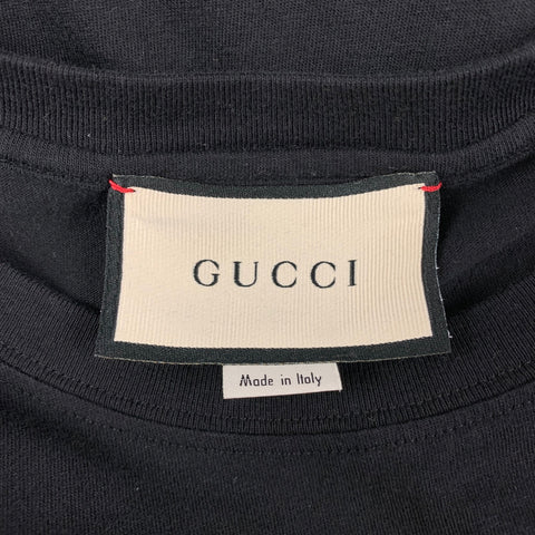 GUCCI Size M Black & White Logo Cotton Short Sleeve T-shirt