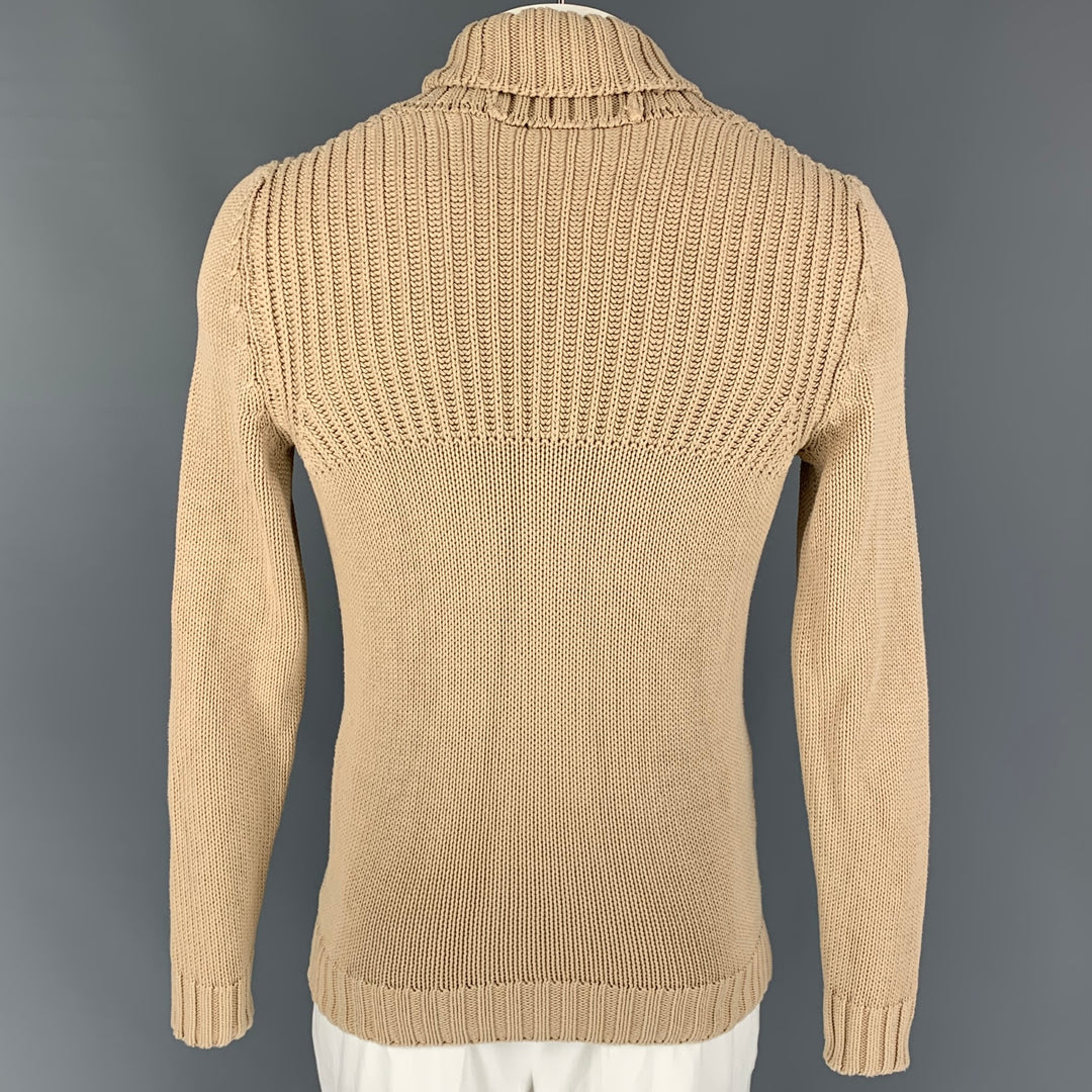 ROBERTO COLLINA Taille L Cardigan col châle en coton tricoté beige