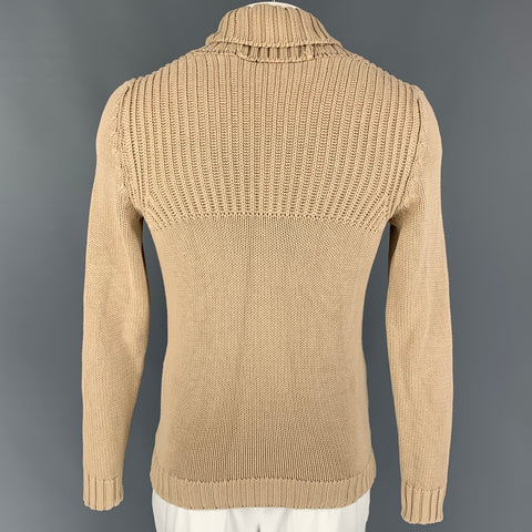 ROBERTO COLLINA Size L Beige Knit Cotton Shawl Collar Cardigan