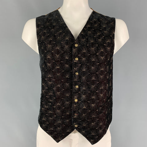 FAVOURBROOK Size 44 Burgundy Gold Embroidery Velvet Vest