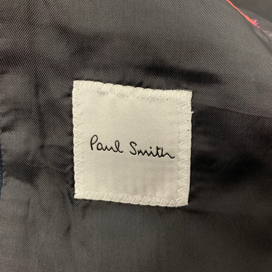 PAUL SMITH Size 40 Navy & Brown Window Pane Wool Single Breasted Sport Coat