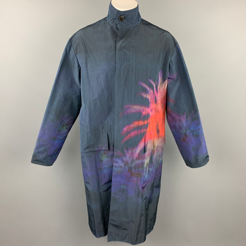 PAUL SMITH Size M Navy Dyed Nylon Hidden Button Raincoat