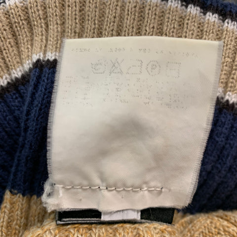 D&G by DOLCE & GABBANA Size XL Beige Navy Stripe V-Neck Pullover