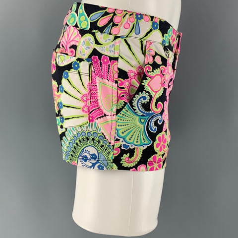 MR. TURK Size 32 Pink Multi-Color Paisley Nylon Elastane Swim Trunks