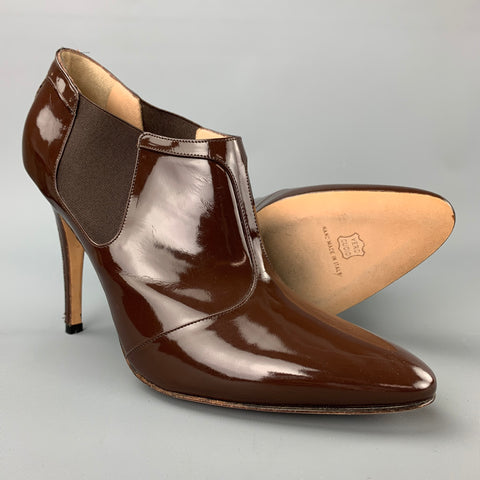 MANOLO BLAHNIK Talla 8.5 Botines de charol marrón