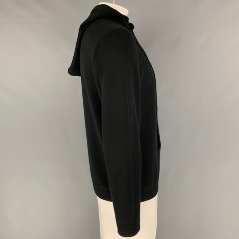 GIORGIO ARMANI Size XXL Black Knitted Cashmere Hooded Pullover