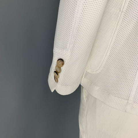 GIORGIO ARMANI Size 42 White Honeycomb Polyamide Sport Coat