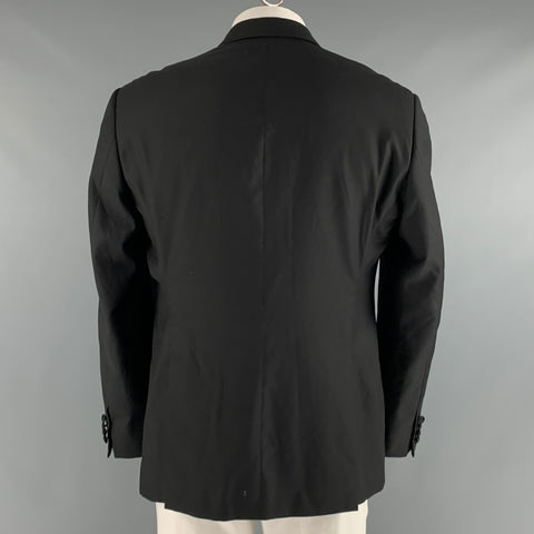 EMPORIO ARMANI Size 46 Black Solid Wool Tuxedo Sport Coat