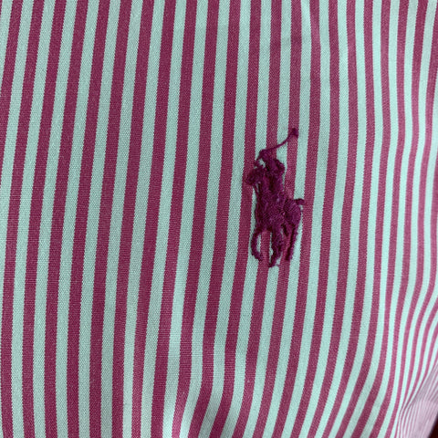 RALPH LAUREN Size M Pink White Stripe Cotton Long Sleeve Shirt
