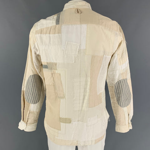 JUNYA WATANABE Size XL Beige Patchwork Cotton Linen Long Sleeve Shirt