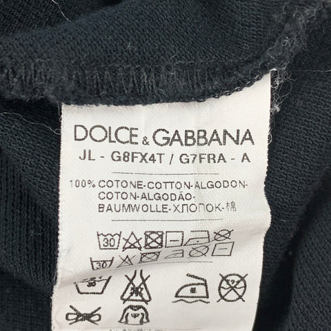 DOLCE & GABBANA Size M Black & White Cotton Buttoned Polo