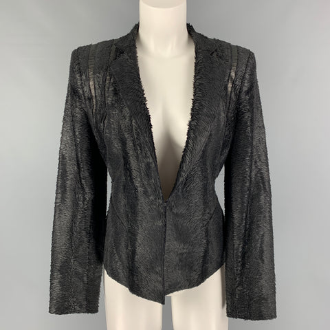 HERVE LEGER Size S Black Textured Jacket Blazer