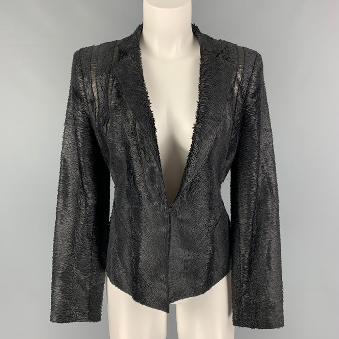 HERVE LEGER Size S Black Textured Jacket Blazer