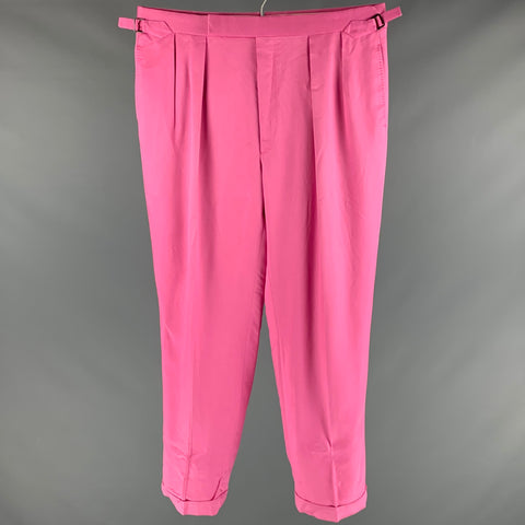 RALPH LAUREN Size 36 Pink Silk Pleated Dress Pants