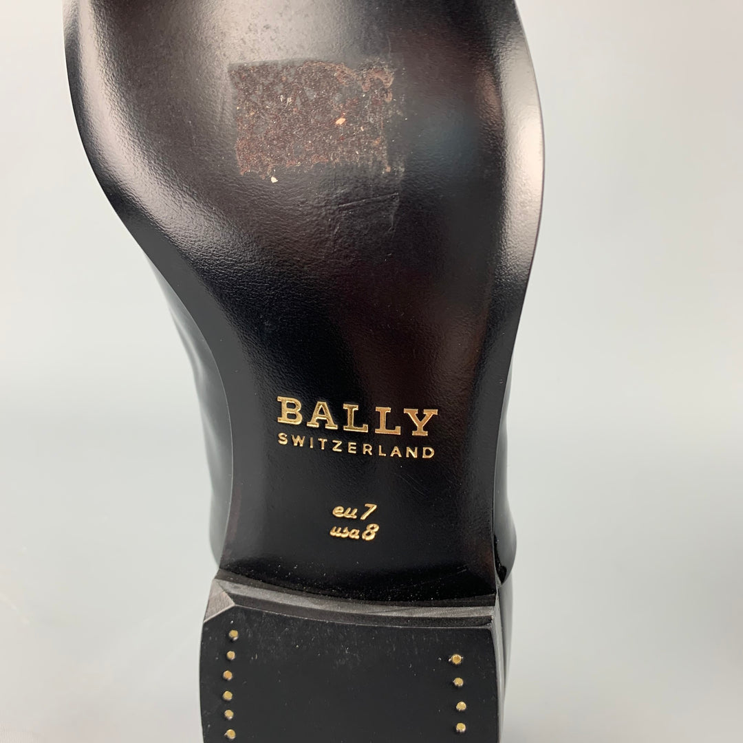 BALLY Garrett Taille 8 Chaussures à lacets en cuir verni noir