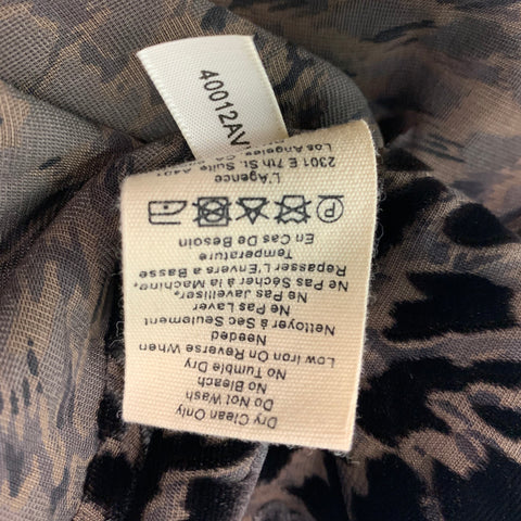 L'AGENCE Size M Brown Viscose Silk Animal Print Tied Front Casual Top