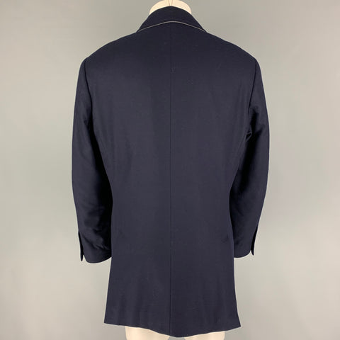 BRUNELLO CUCINELLI Size M Navy Wool Cashmere Zip & Buttons Coat