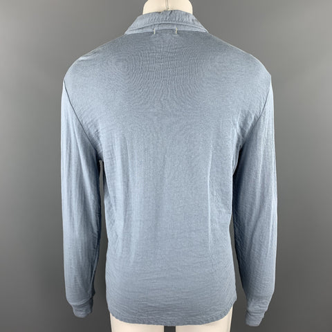 ALEX MILL Size M Powder Blue Cotton Buttoned Long Sleeve Polo