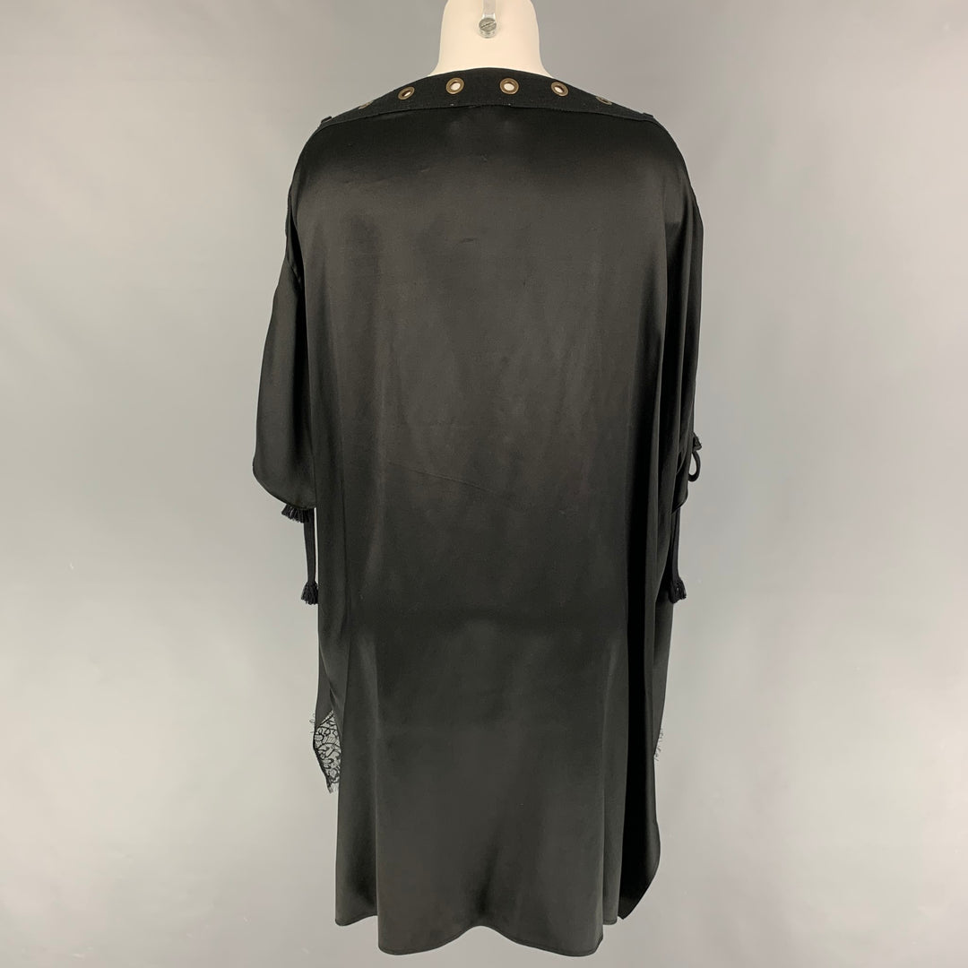 FAITH CONNEXION Size S Black Silk Raw Edge Dress Top
