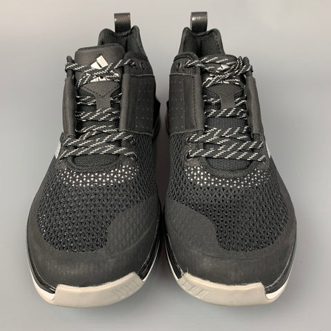 ADIDAS Size 7.5 Black & Silver Mesh Sneakers