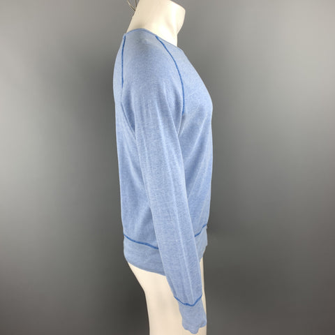 JUNYA WATANABE Size M Blue Contrast Stitch Cotton Crew-Neck Pullover