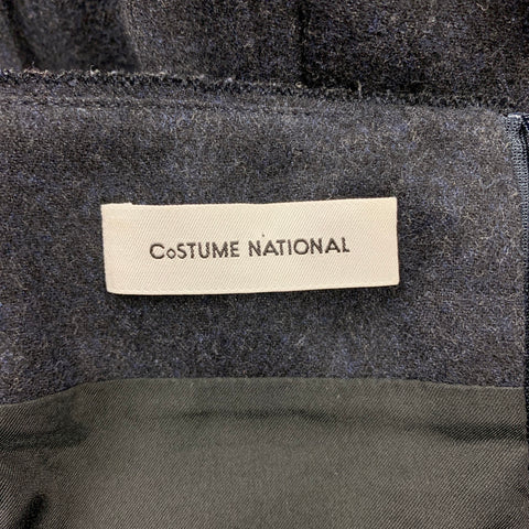 CoSTUME NATIONAL Size 8 Charcoal Heather Wool / Cotton Boat Neck A-Line Dress