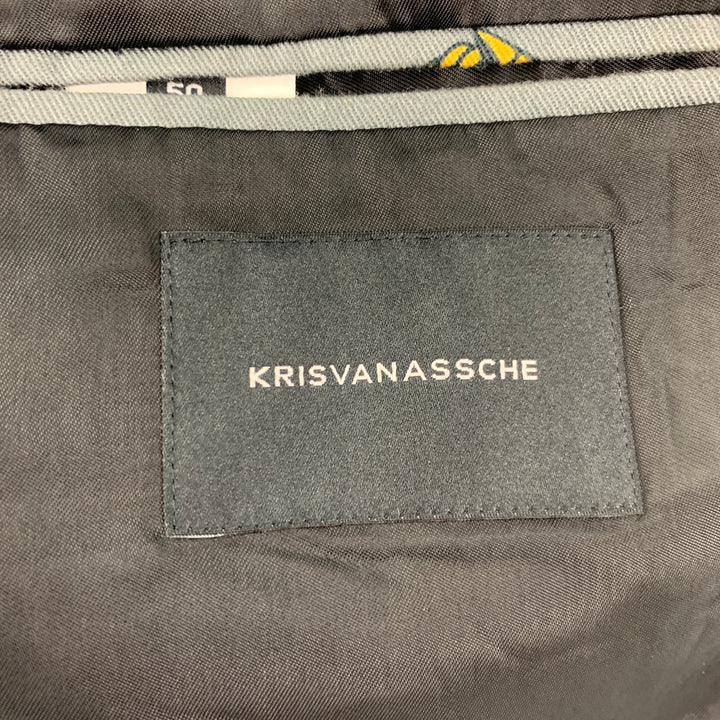 KRIS VAN ASSCHE Size 40 Grey Mustard Print Polyester Sport Coat