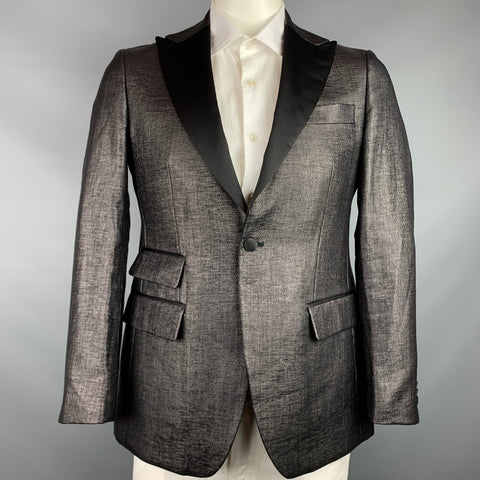 J. LINDEBERG Size 42 Regular Black Woven Polyamide / Cotton Sport Coat