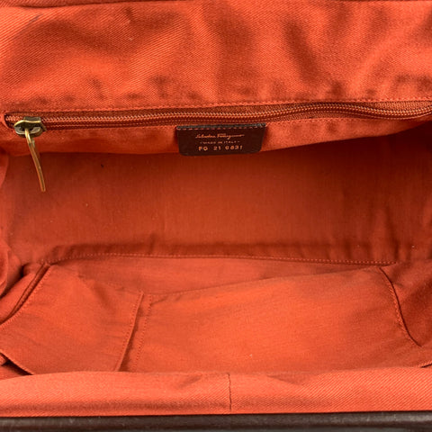 SALVATORE FERRAGAMO Brown Quilted Leather Satchel Handbag