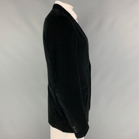 PRADA Size 42 Black Corduroy Cotton Notch Lapel Sport Coat