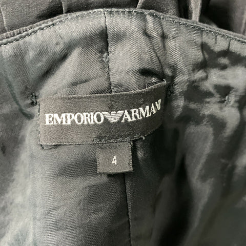EMPORIO ARMANI Size 4 Black &  Grey Acetate Blend Ruched Dress