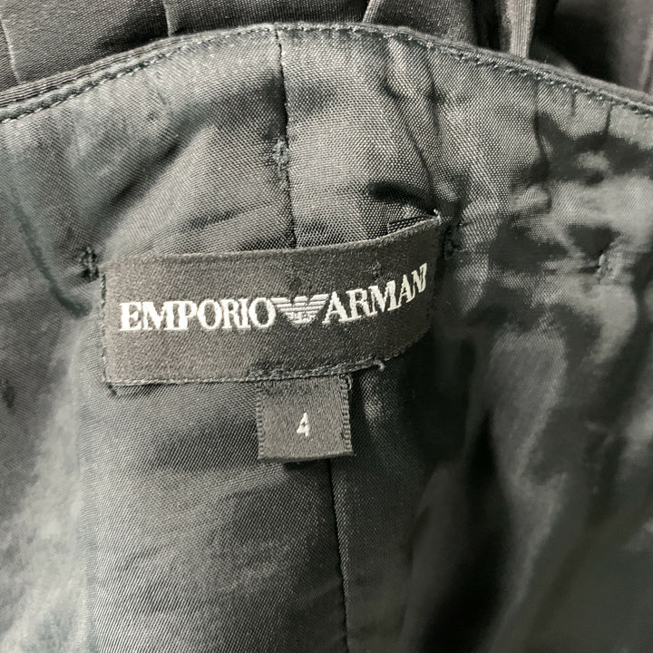 EMPORIO ARMANI Size 4 Black &  Grey Acetate Blend Ruched Dress