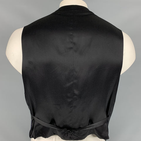 CUSTOM MADE Size M Black & Blue Beaded Buttoned Vest