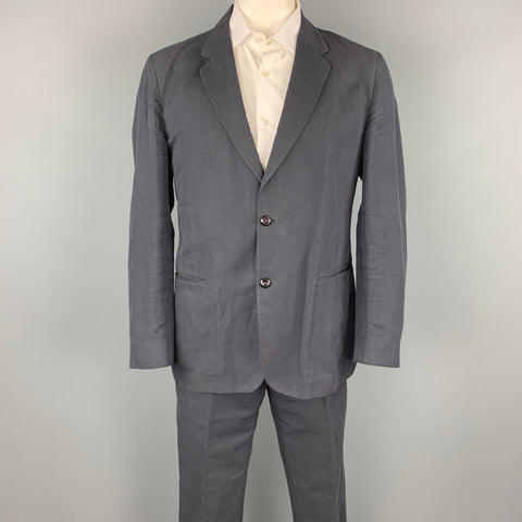 ADAM KIMMEL Size 42 Regular Navy Cotton / Linen Notch Lapel Casual Suit