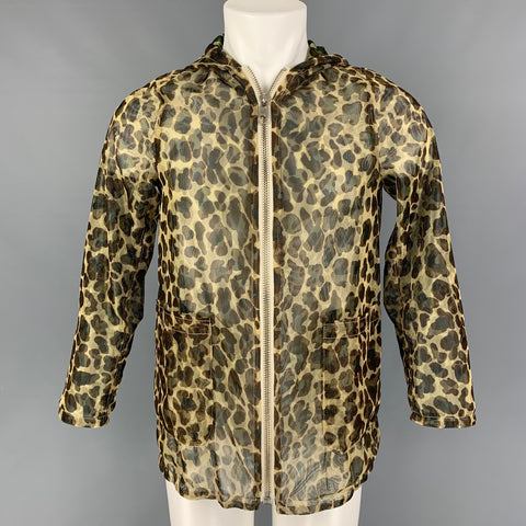 NEEDLES Talla M Chaqueta con capucha de malla de camuflaje marrón beige