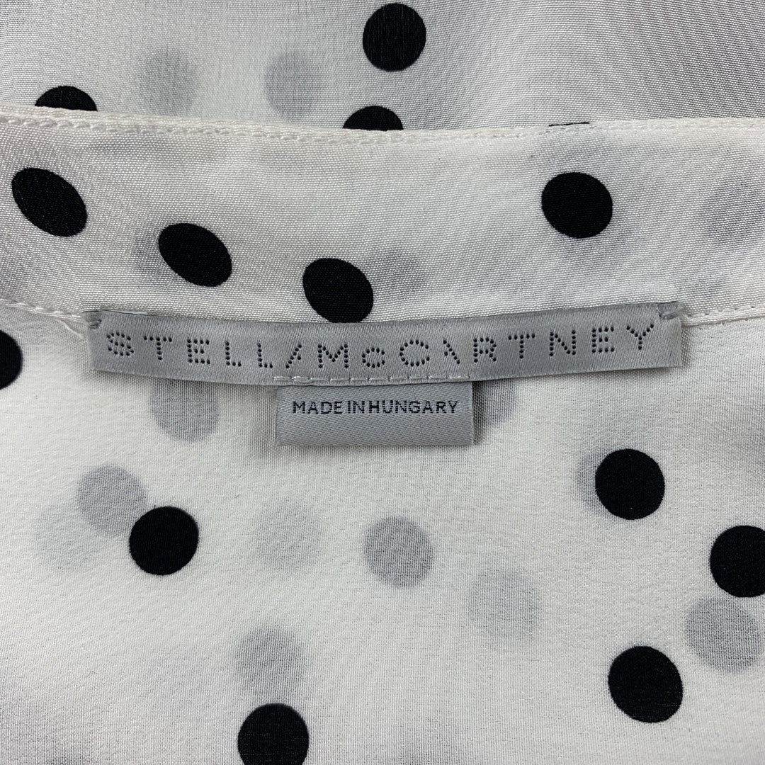 STELLA McCARTNEY Size 6 White & Black Dot Print Silk Blouse