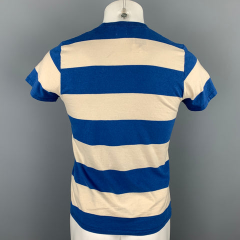 LEVI'S VINTAGE CLOTHING Size S Blue & White Stripe Cotton Crew-Neck T-shirt