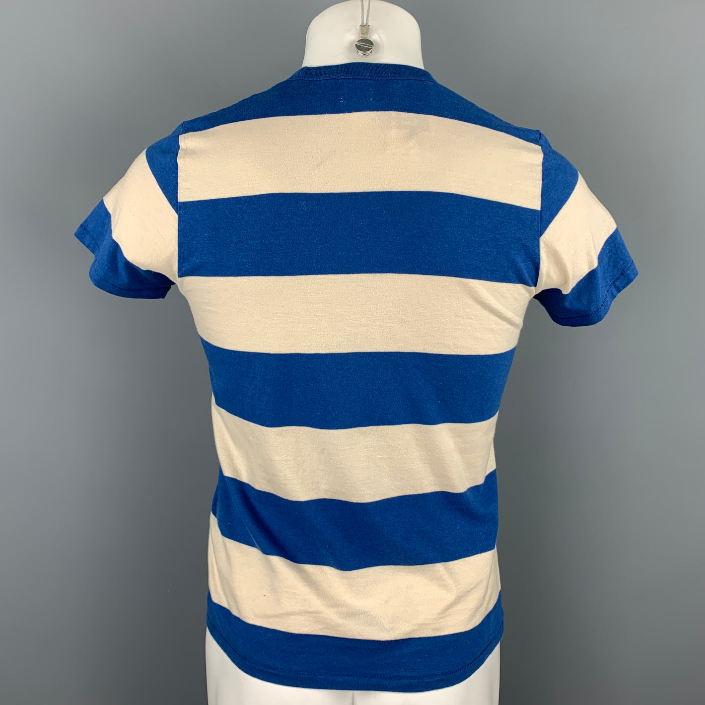 LEVI'S VINTAGE CLOTHING Size S Blue & White Stripe Cotton Crew-Neck T-shirt