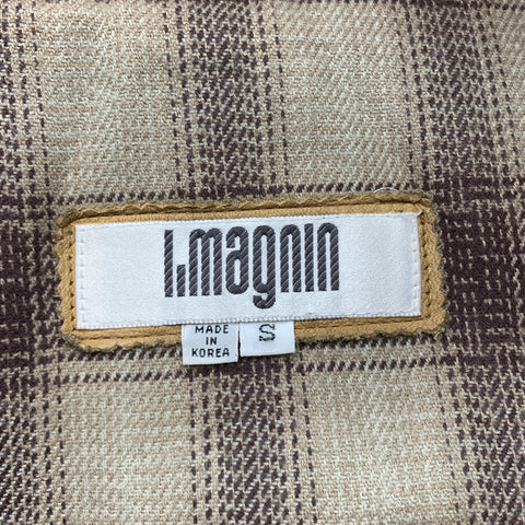 I.MAGNIN Taille S Veste à col zippé en cuir texturé kaki